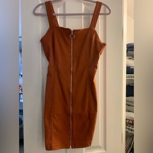 Burnt Orange Zip Up Curvy Dress